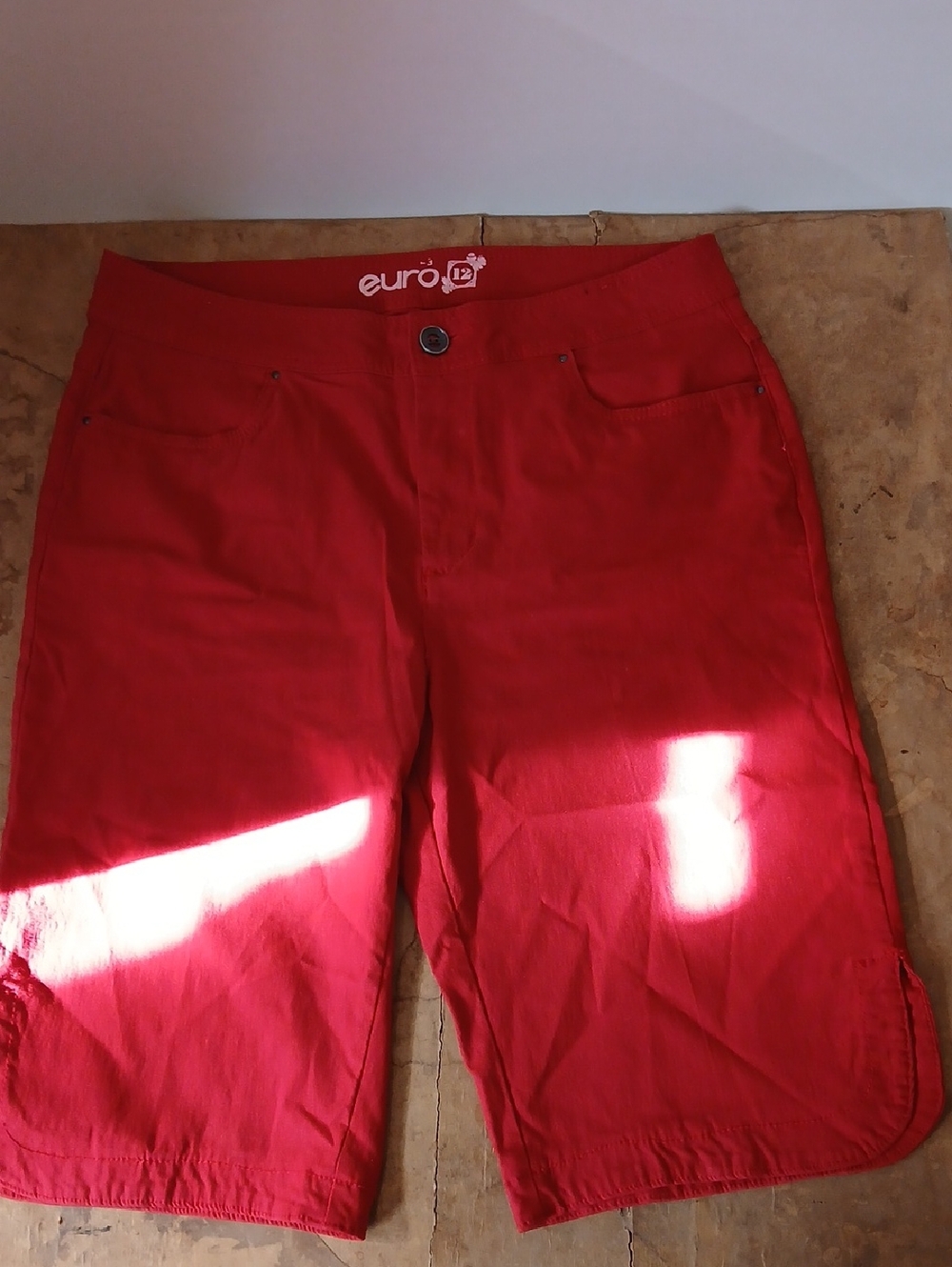 Euro Red Knee-Length Shorts Women's 12 Rayon Nylon Spandex Blend